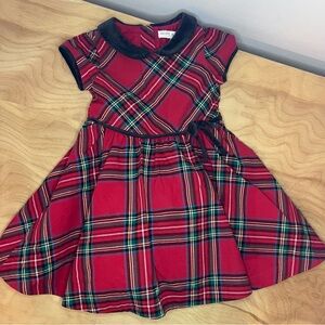 Hope & Henry Red Plaid, Velvet Trim Holiday Dress